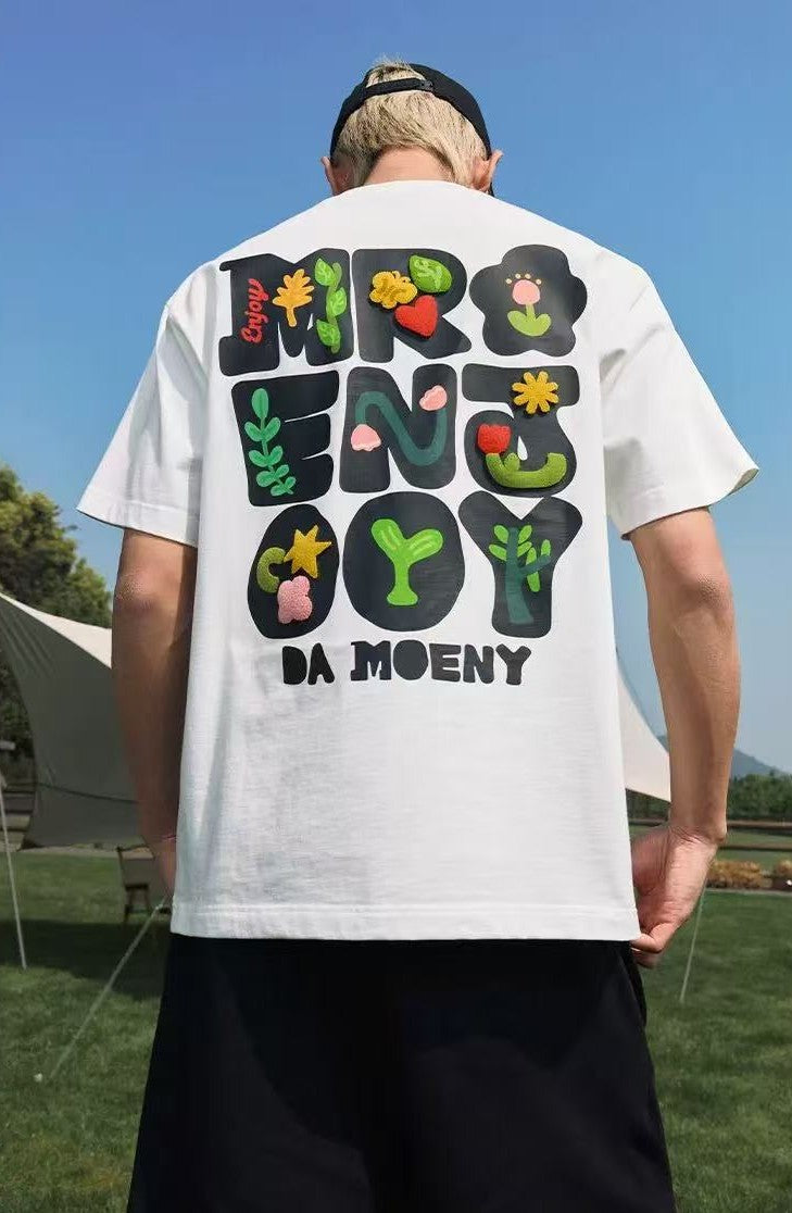 MEDM Toothbrush Embroidered Floral Short-sleeved T-shirt