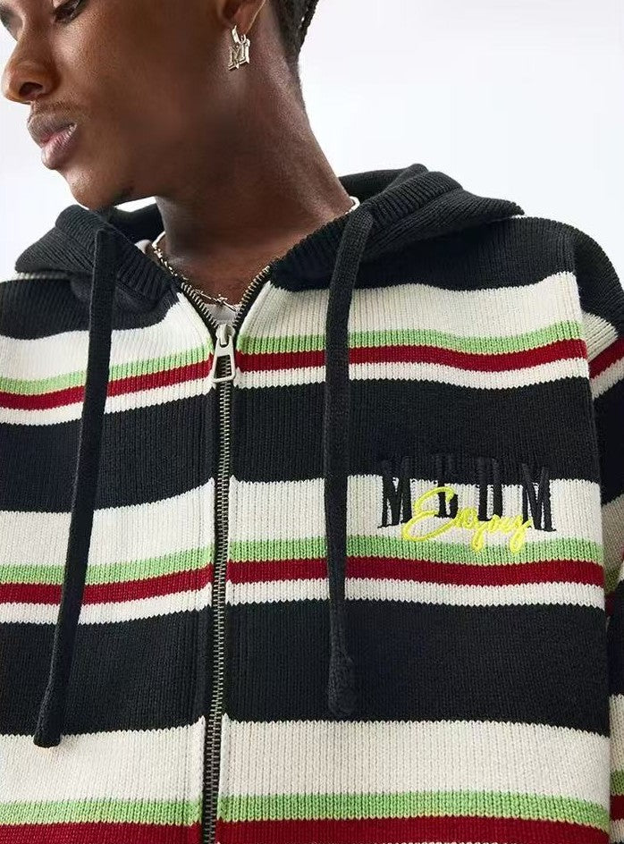 MEDM Color Striped Hooded Sweater