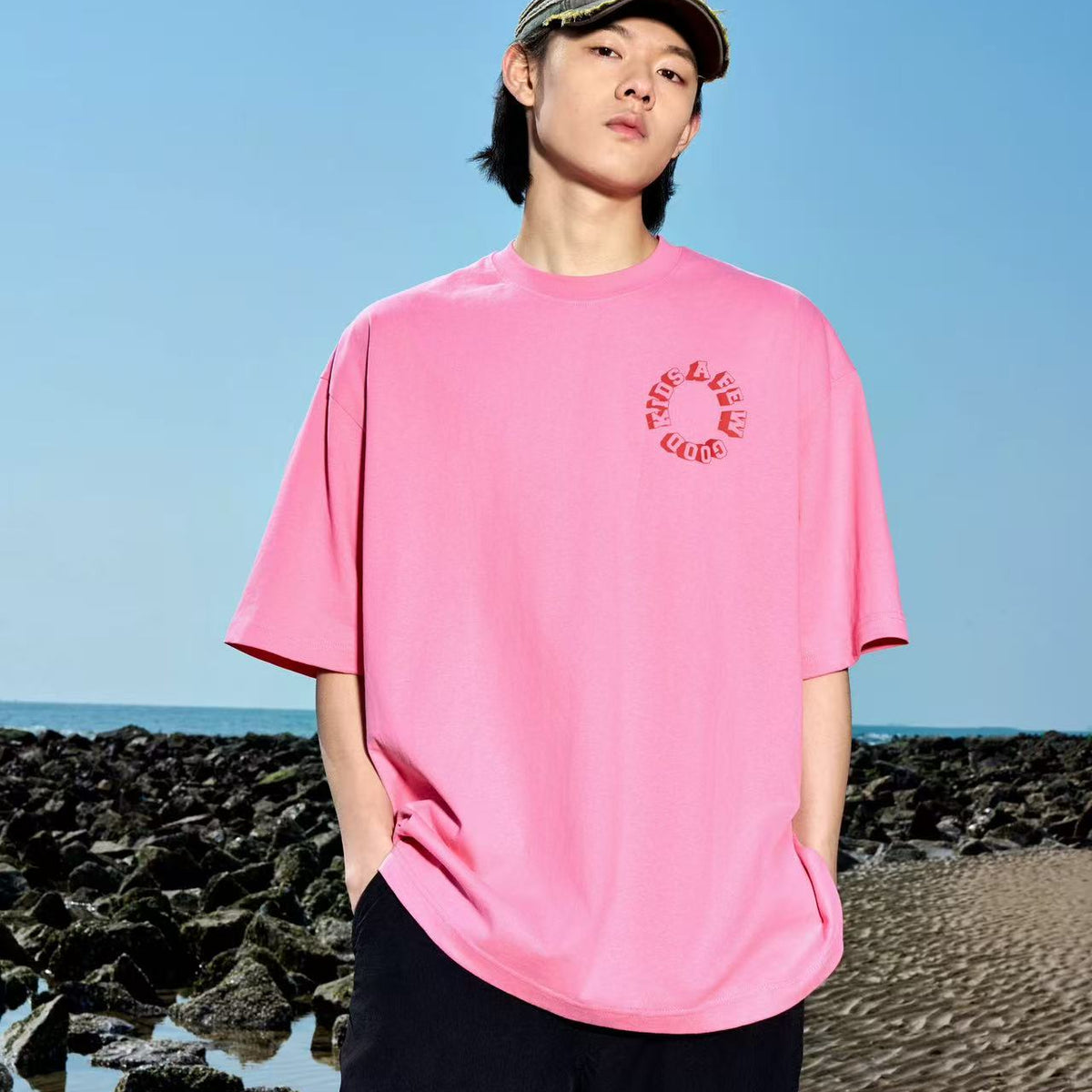 AFGK Slogan Letter Print Short-sleeved T-shirt