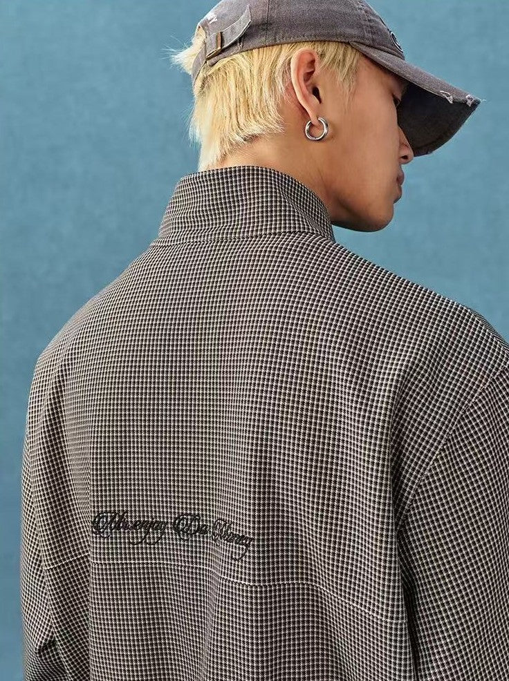 MEDM Houndstooth Stand Collar Casual Jacket