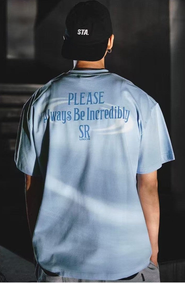 REMEDY Water Ripple Letter Print Short-sleeved T-shirt