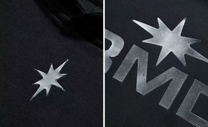 REMEDY Octagram Star Logo Print Hooded Zipper Sweatshirt