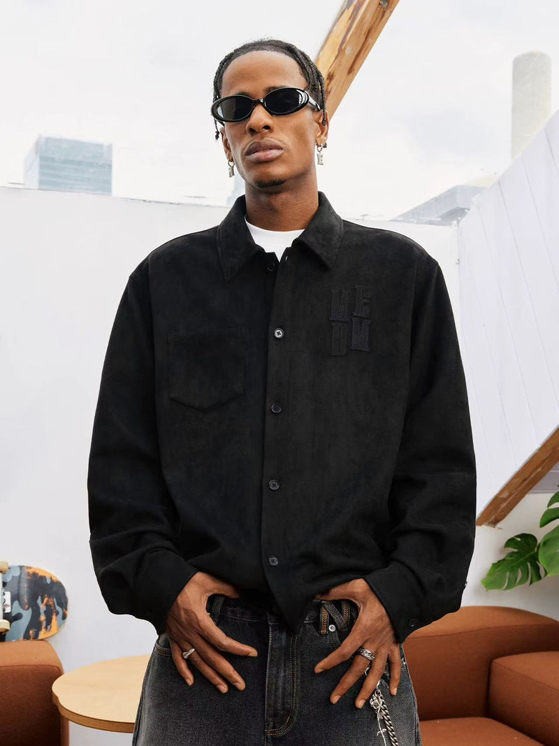 MEDM  Basic Logo Suede Shirt Jacket