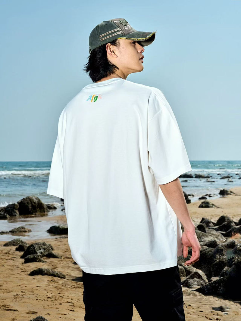 AFGK Holding Hands Fun Printed Short-sleeved T-shirt