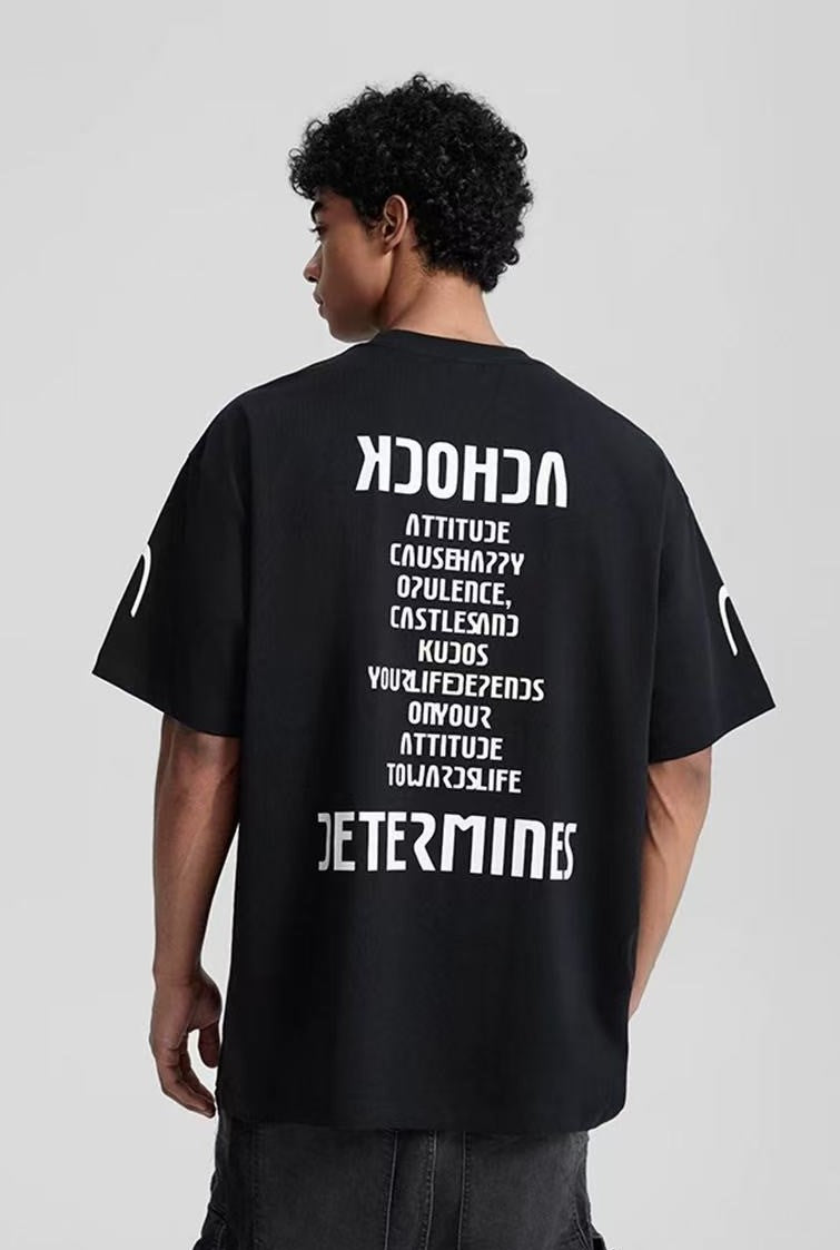 ACHOCK Street Wear Simple Basic Printed T-shirt