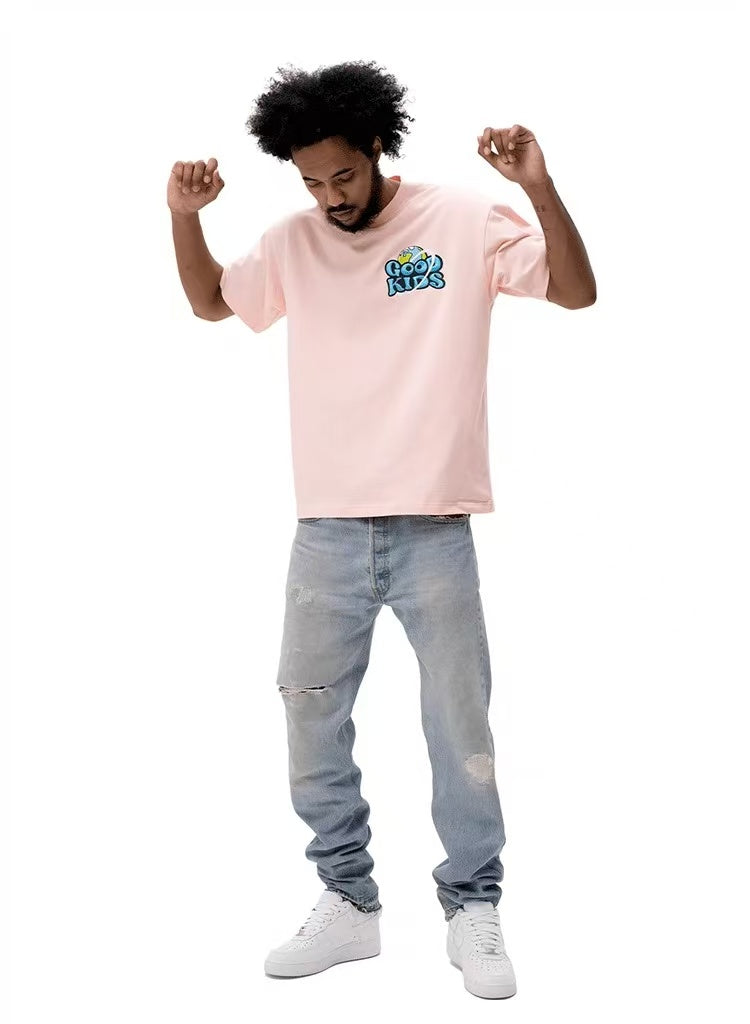 AFGK Letter Embroidered Short-sleeve T-shirt