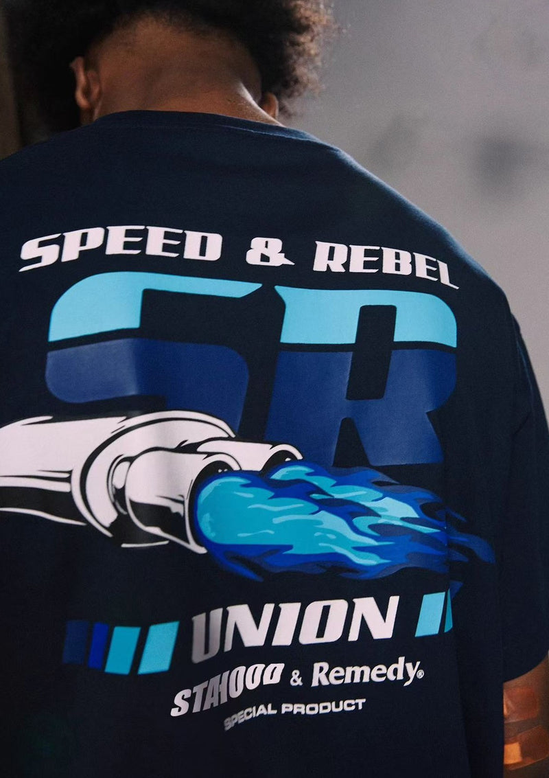 REMEDYxSTA SR Car Engine Printed Short-sleeve T-shirt