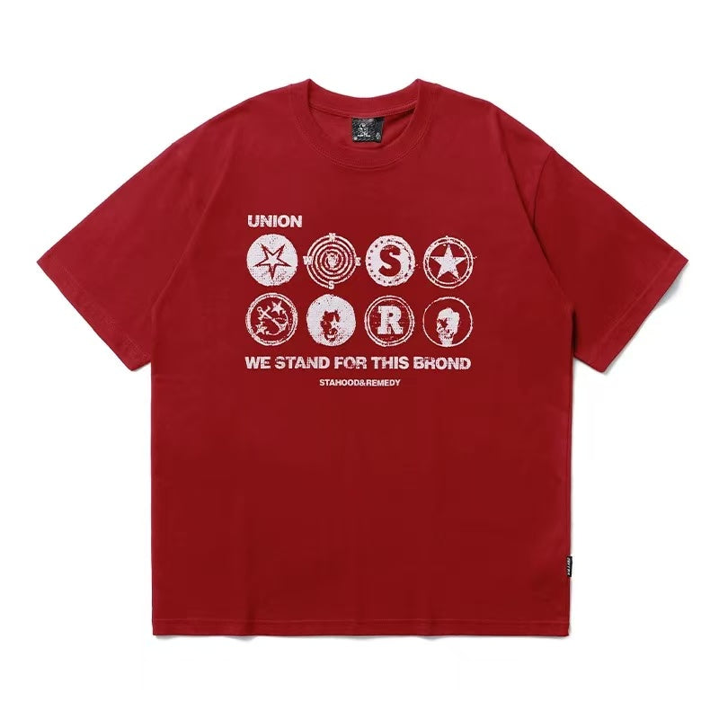 REMEDYxSTA Military Medal Print Short-sleeved T-shirt