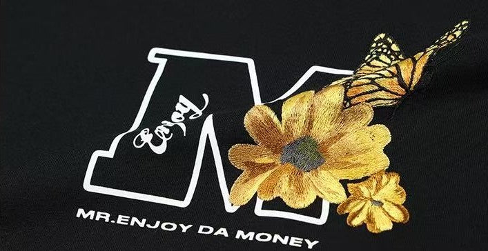 MEDM Butterfly Garden Embroidered Long-sleeve T-Shirt