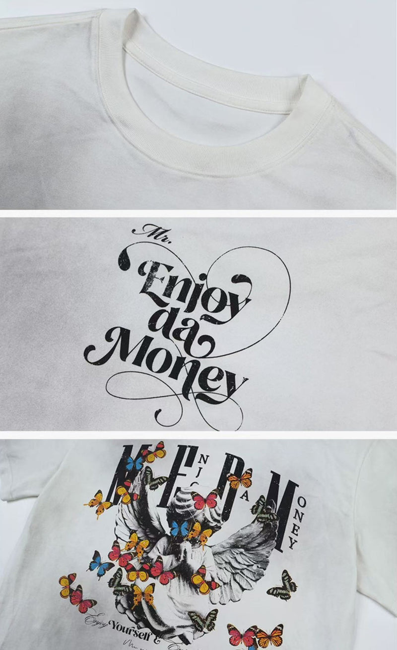 MEDM Angel Butterfly Washed Short Sleeve T-Shirt