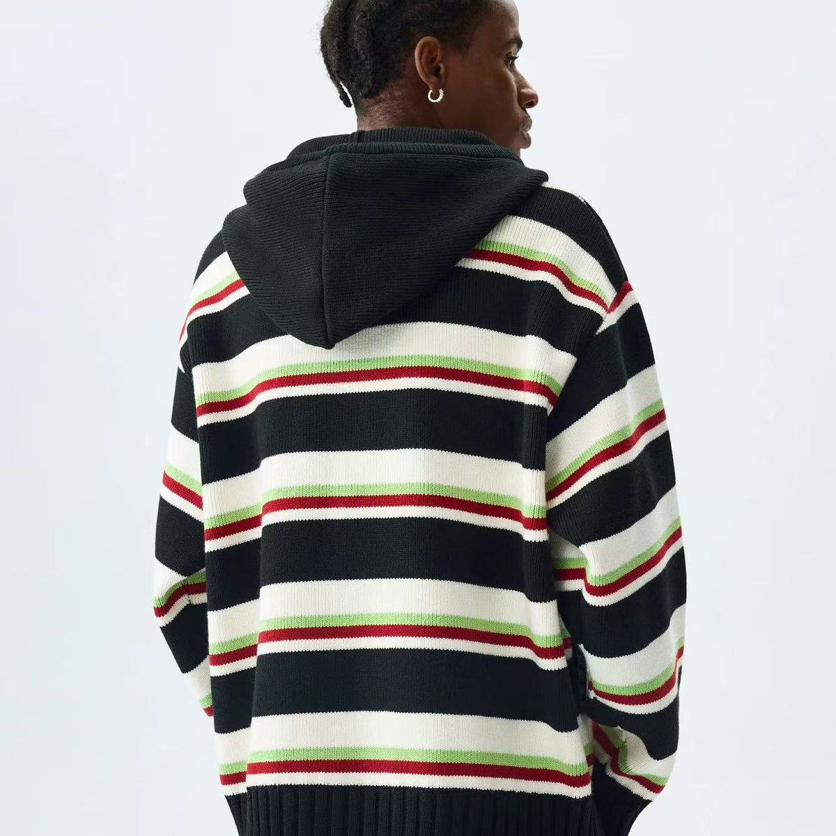 MEDM Color Striped Hooded Sweater