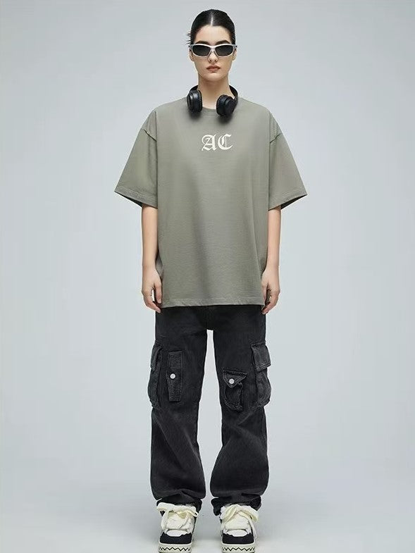 ACHOCK Multicolor Basic Logo Letter Print Short-sleeves T-shirts