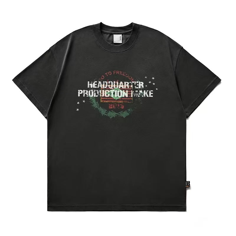 REMEDY Distressed Letter Print Short-sleeve T-shirt