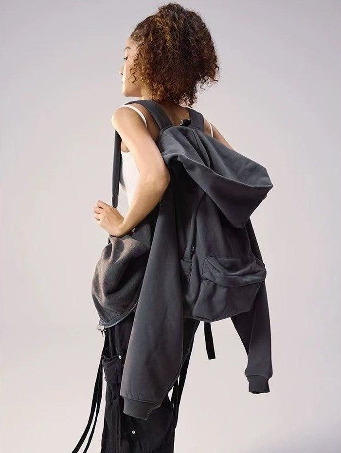 REMEDY Logo Print Hooded Backpack Sweatshirt