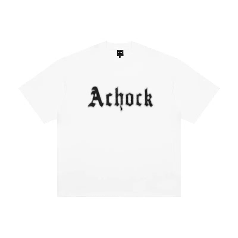 ACHOCK Simple Dot Logo Blur Printed T-shirt