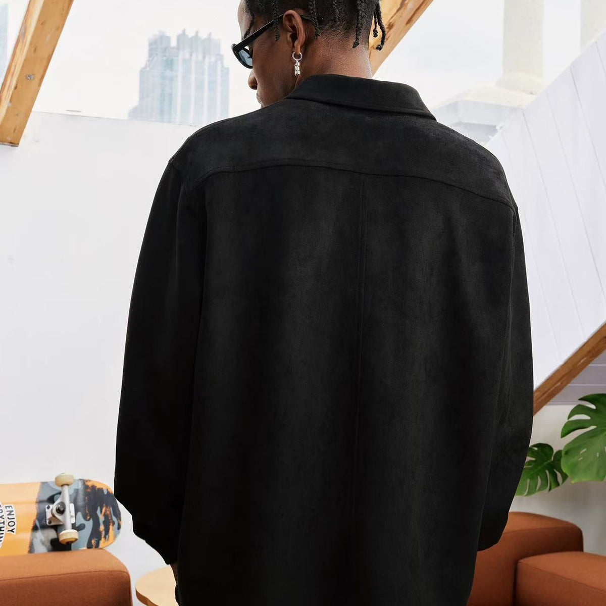 MEDM  Basic Logo Suede Shirt Jacket