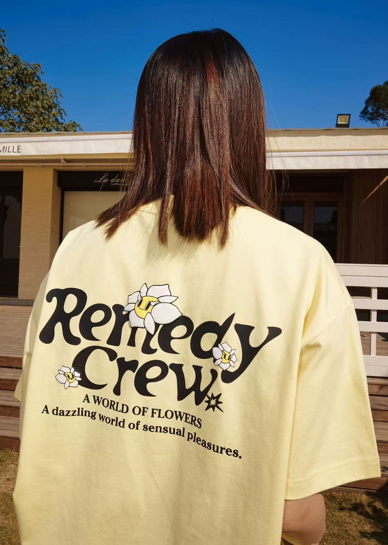 REMEDY Cartoon Floral Print Short-sleeve T-shirt