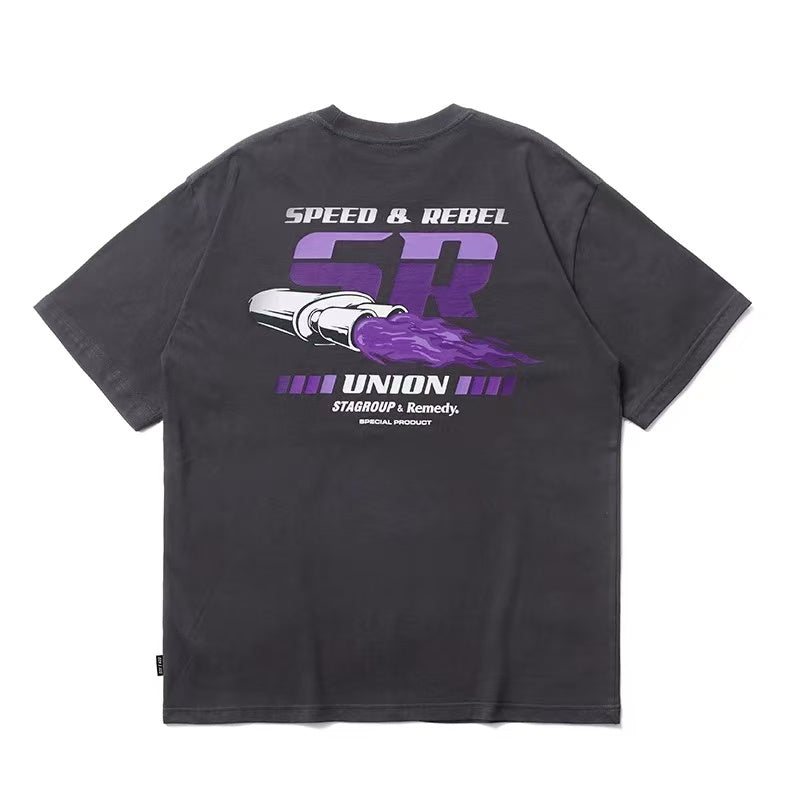 REMEDYxSTA SR Car Engine Printed Short-sleeve T-shirt