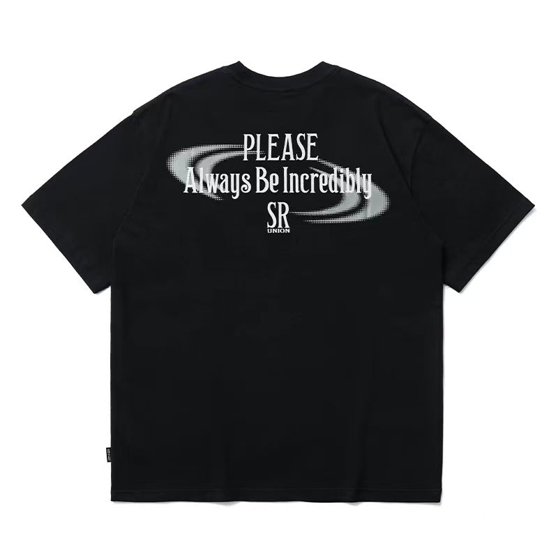 REMEDY Water Ripple Letter Print Short-sleeved T-shirt