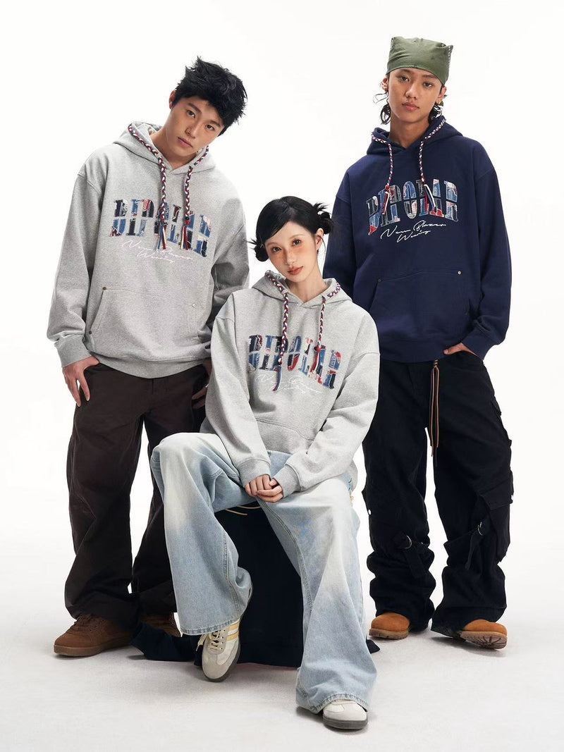 BIPOLAR Denim Patchwork Plaid Hoodie