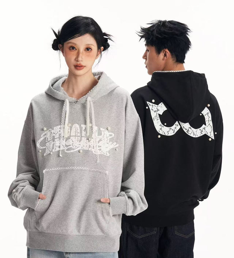 BIPOLAR Lace Pearl Patch Logo Hoodie