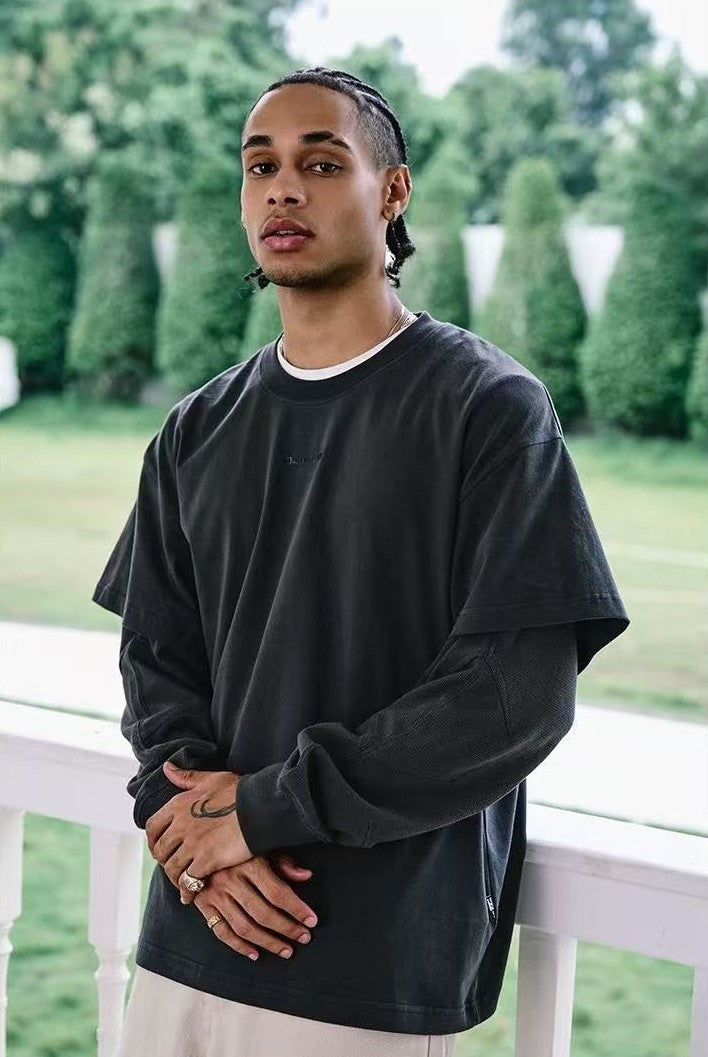 REMEDY Fake Two Piece Waffle Long-sleeve Tee