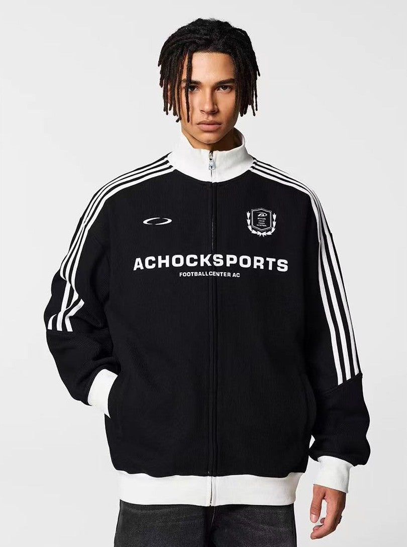 ACHOCK Stand Collar Color Matching Zipped Jacket