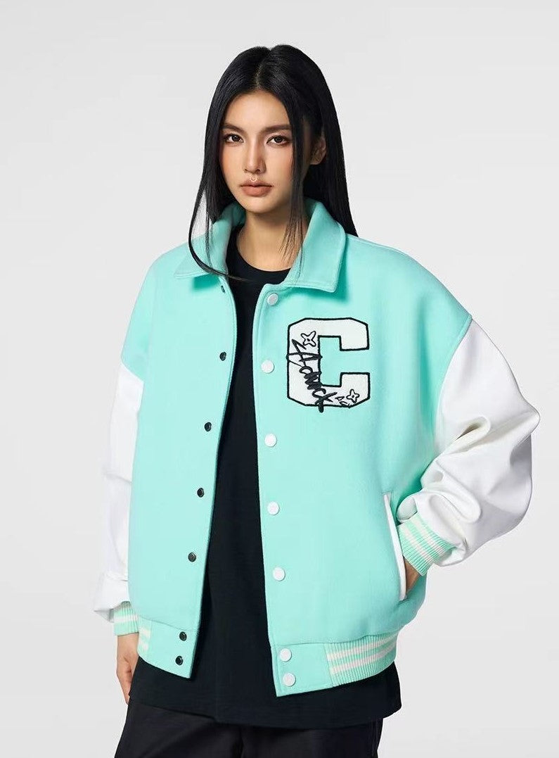 ACHOCK Patchwork Logo Baseball Jacket