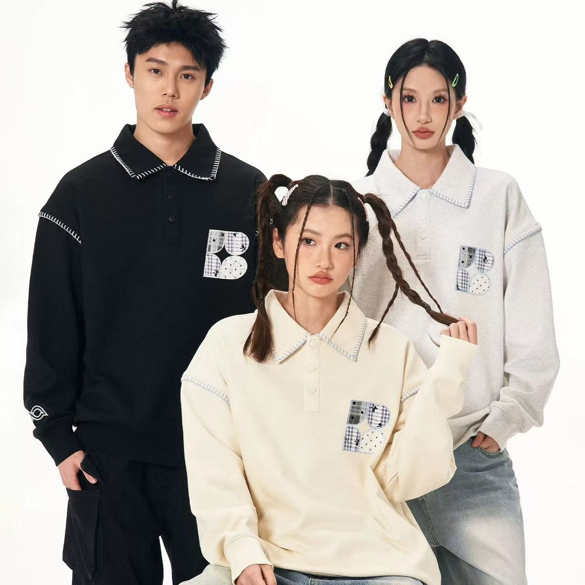 BIPOLAR Lace Patch Polo Sweatshirt