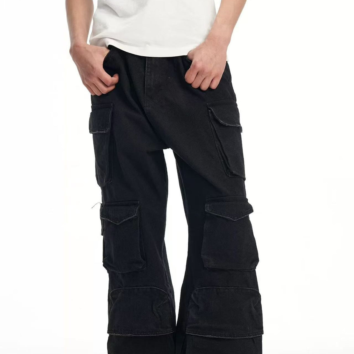 BIPOLAR Washed Multi-pocket Cargo Jeans