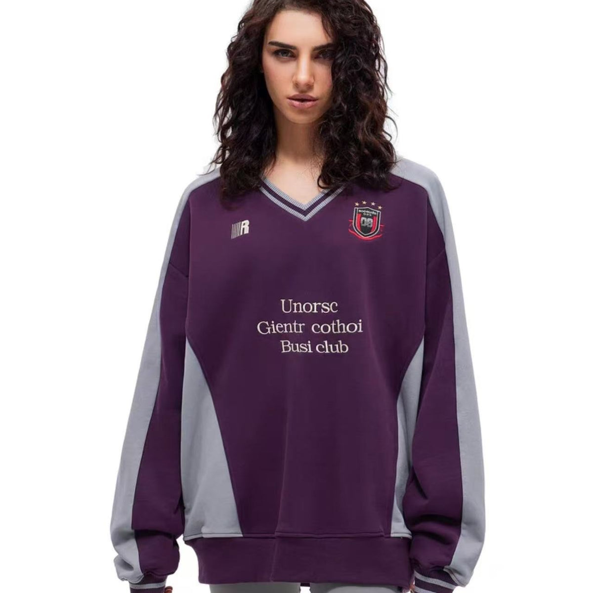 FDR Badge V-neck Contrasting Colors Sweater