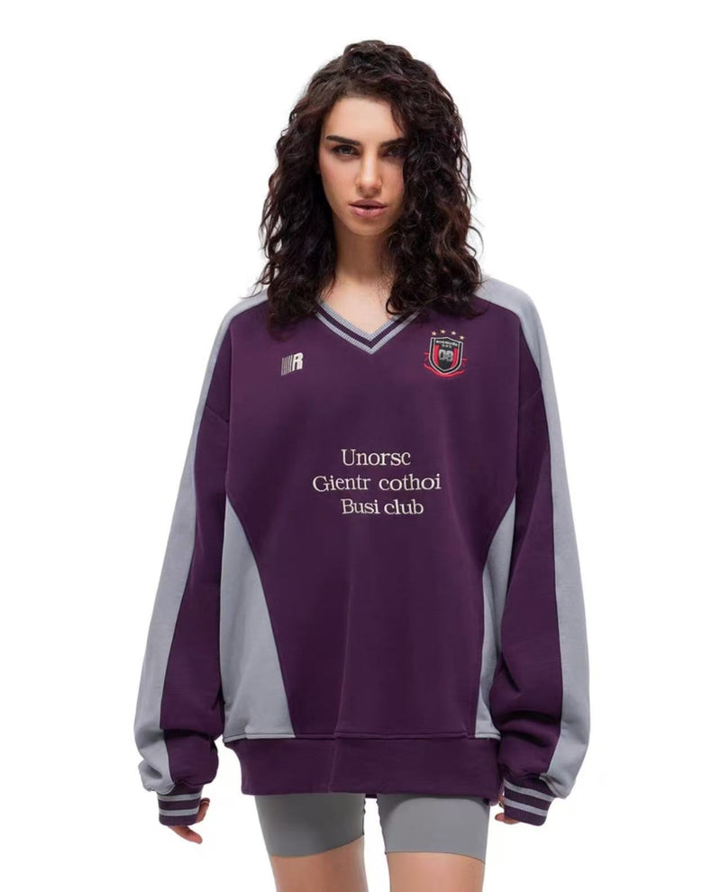 FDR Badge V-neck Contrasting Colors Sweater