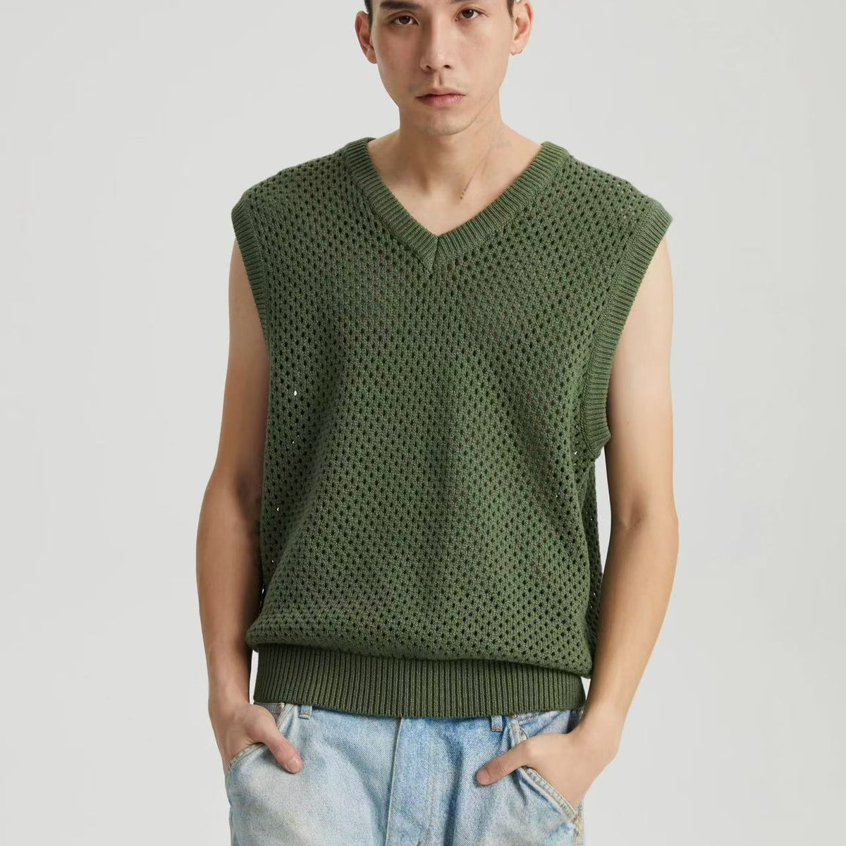 WASSUP Hollow V-neck Wool Vest