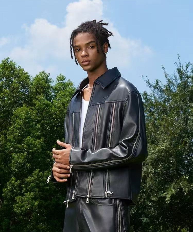 AFGK Zippered Leather Jacket