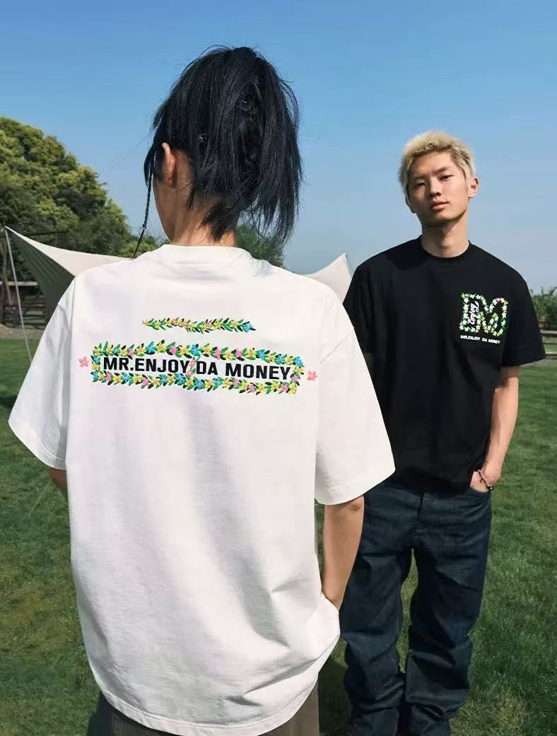 MEDM Embroidered wreath short-sleeved T-shirt