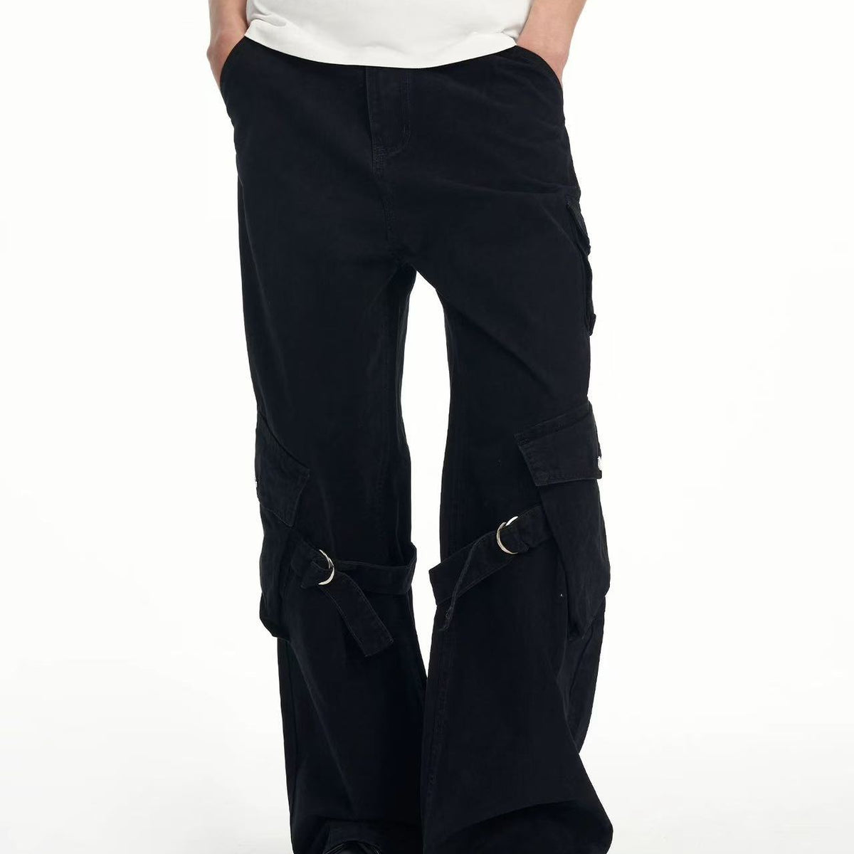 BIPOLAR Retro Ribbon Multi-pocket Workwear Style Pants