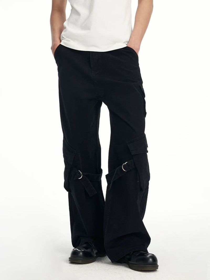 BIPOLAR Retro Ribbon Multi-pocket Workwear Style Pants