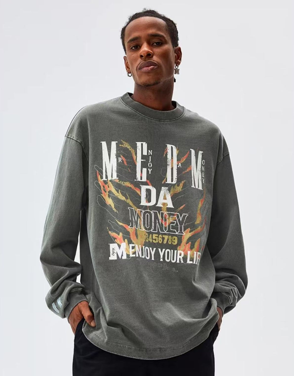 MEDM Flame Bones Long Sleeve T-Shirt