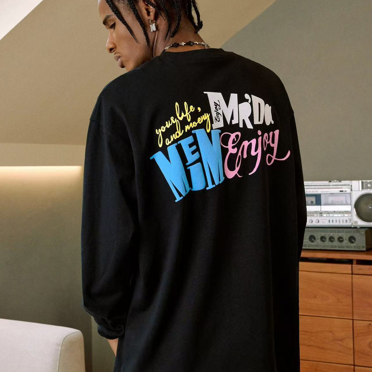 MEDM Colorful Fun Font Long-sleeve T-shirt