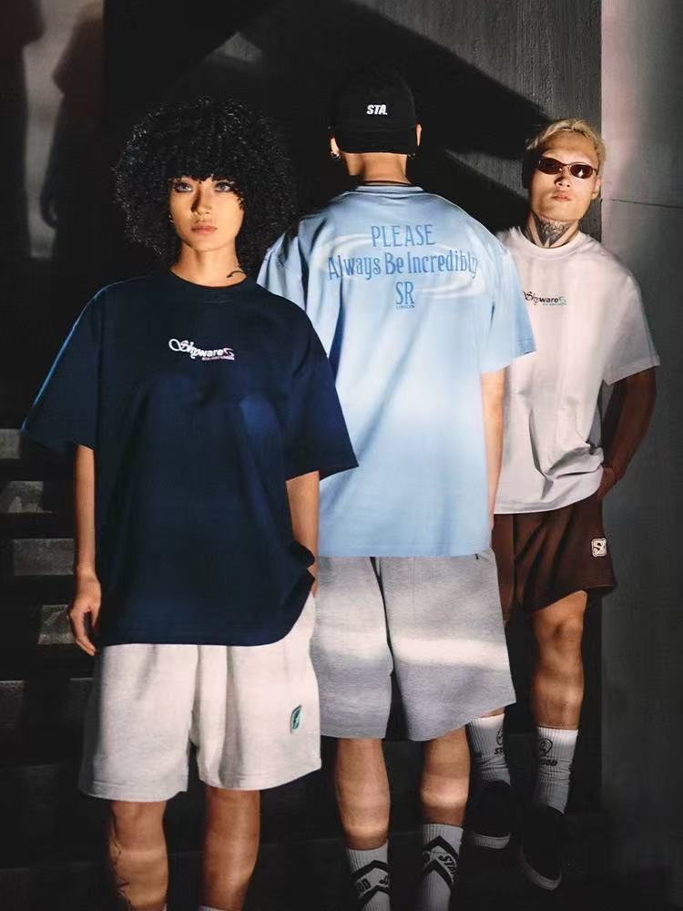 REMEDY Water Ripple Letter Print Short-sleeved T-shirt