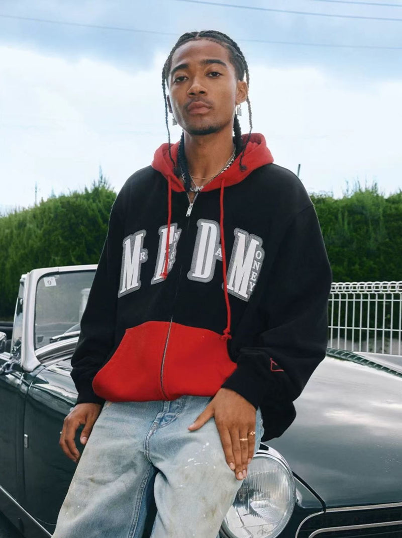 MEDM Colorblock Patch Zip-up Hoodie