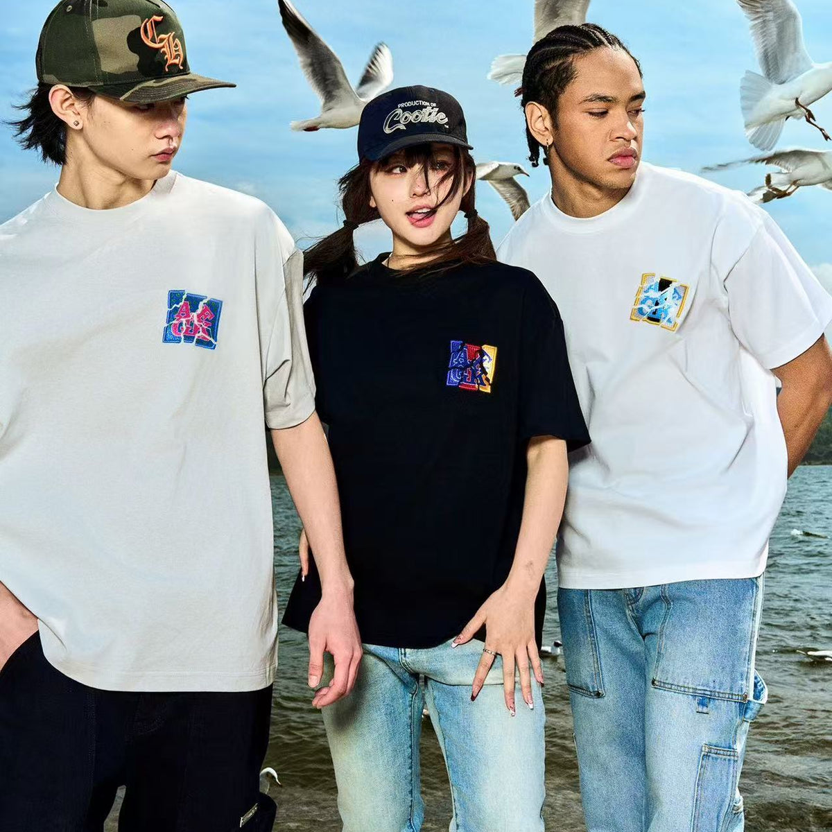 AFGK  Shattered Embroidery Short Sleeve T-Shirt