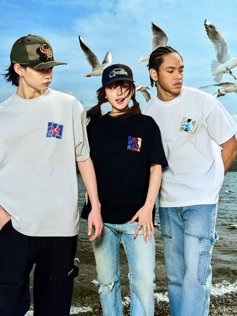 AFGK  Shattered Embroidery Short Sleeve T-Shirt