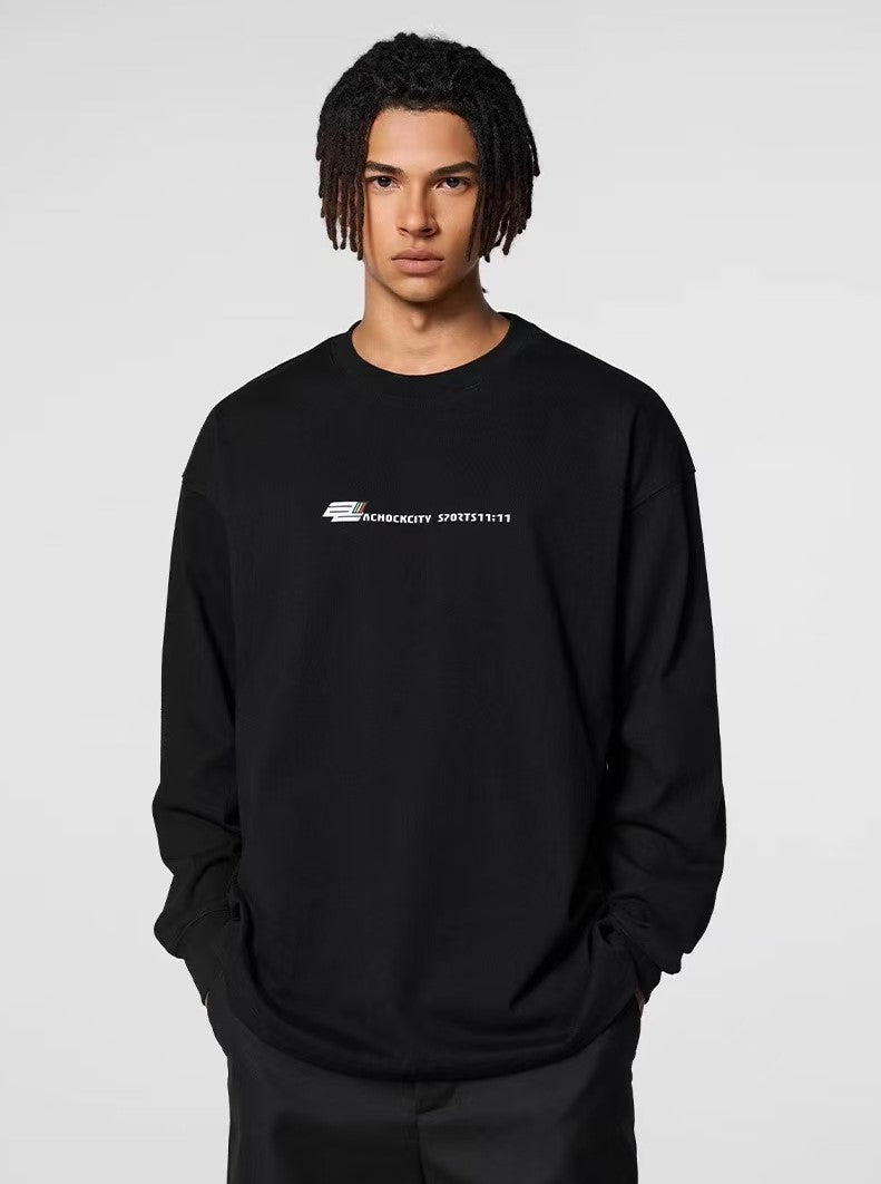ACHOCK Solid Color Letter Print Long-sleeve T-shirt