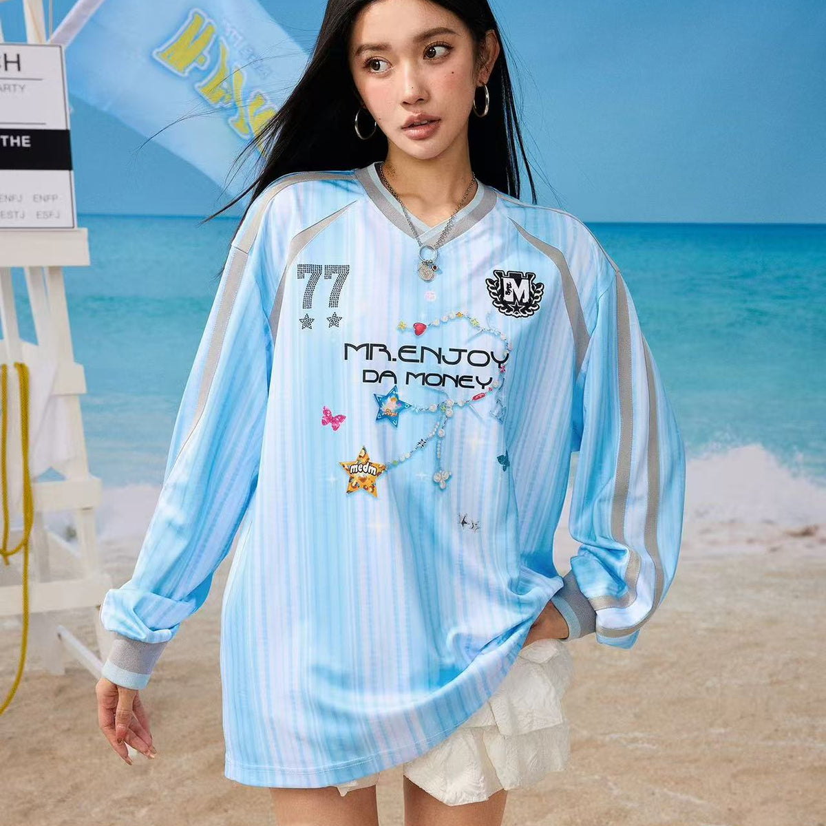 MEDM Necklace Design Long-sleeved T-shirt