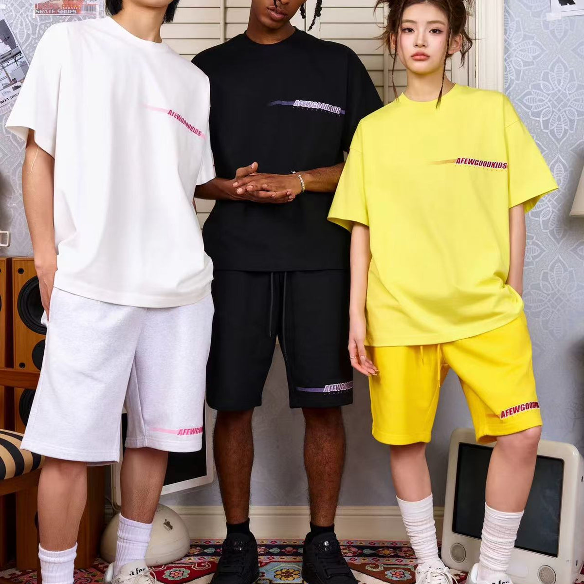 AFGK Embroidered Gradient Casual Sports Shorts
