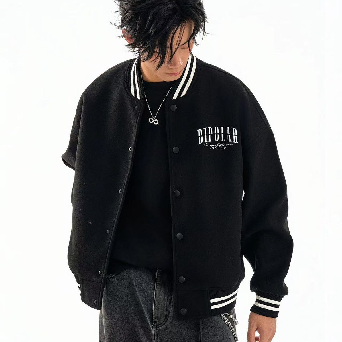 BIPOLAR  Basic Lettered Baseball Jersey