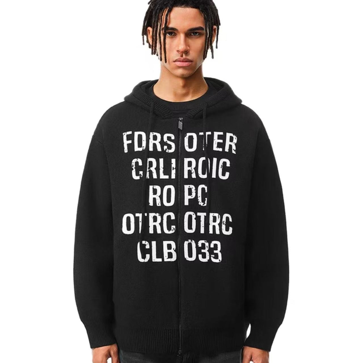 FDR Mottled Font Zipper Hoodie