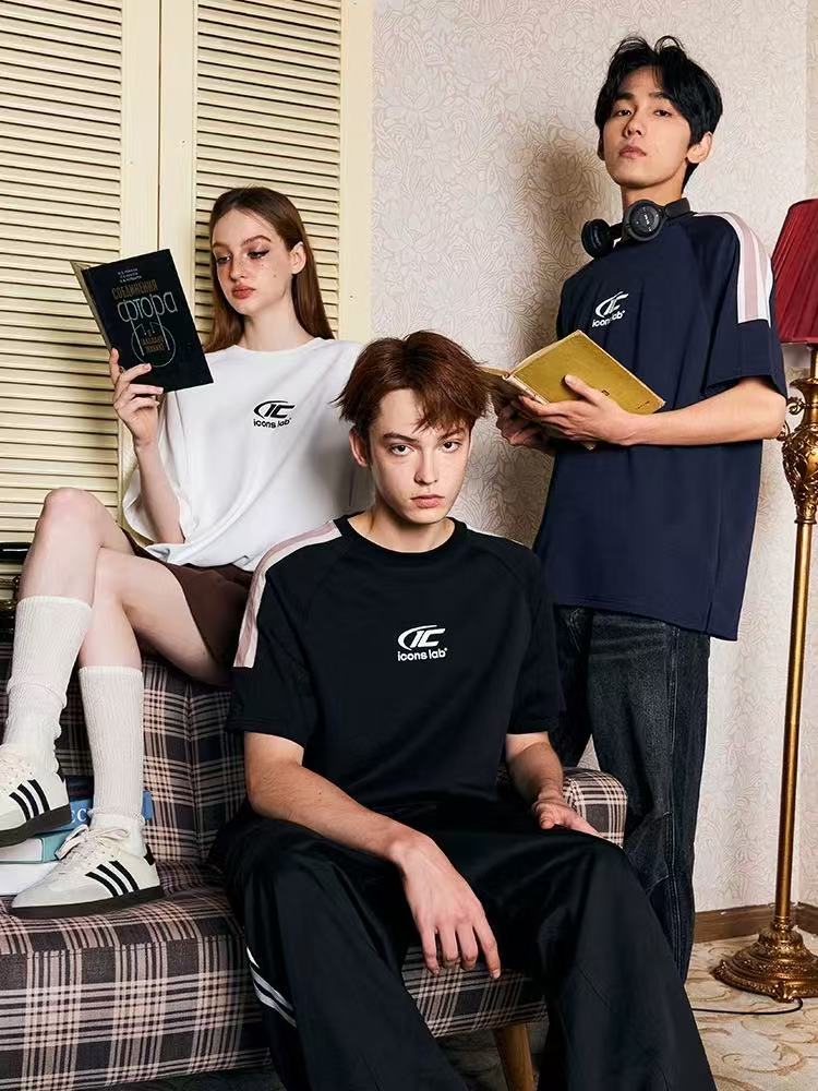 ICONSLAB Contrast Striped Webbing Raglan T-shirt