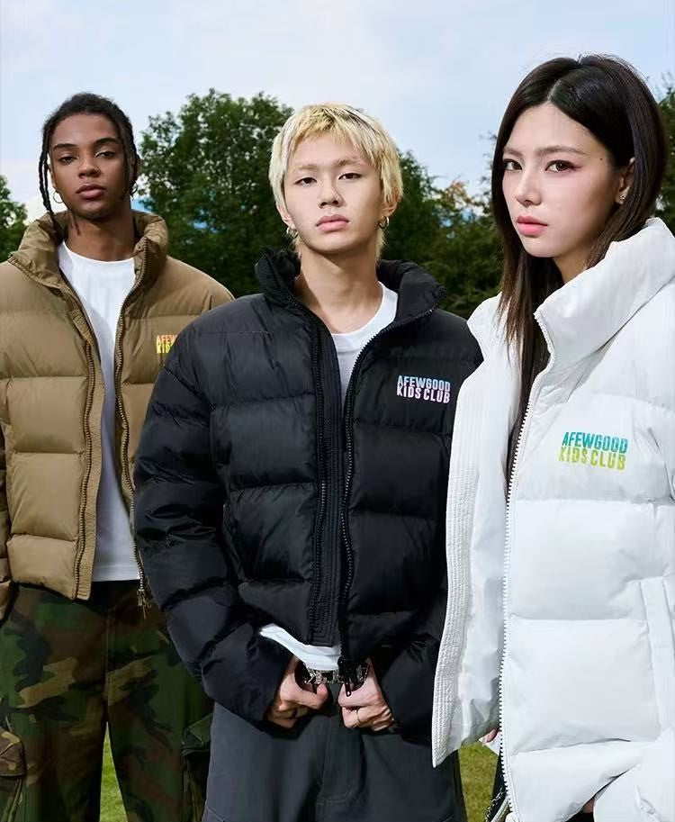 AFGK Embroidery Gradient Handwritten Font Down Jacket